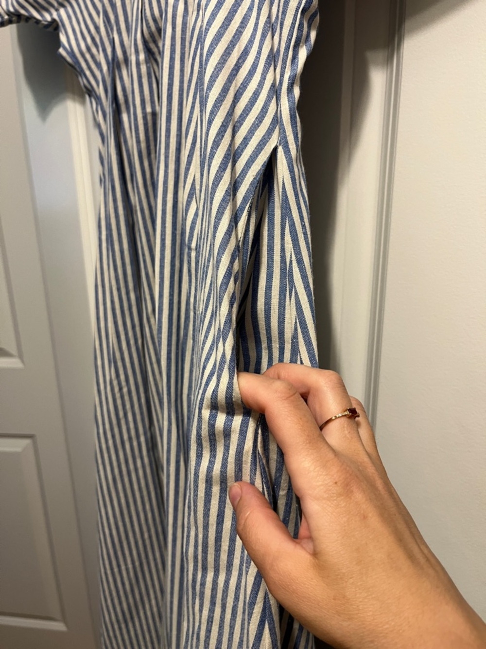 MIOU MUSE Blue & White Striped Button-Front Dress - Picture 4 of 9